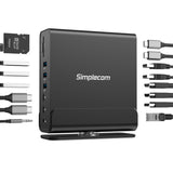 Simplecom CHT815 15-in-1 USB-C 4K Triple Display MST Docking Station with Dual HDMI DP - Front View
