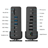 Simplecom CHT815 15-in-1 USB-C 4K Triple Display MST Docking Station with Dual HDMI DP - Top-Down View