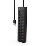 48W 10-Port USB 3.0 Hub & Charger with Individual Power Switches and Fast Charging Support - Top-Down View