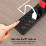 48W 10-Port USB 3.0 Hub & Charger with Individual Power Switches and Fast Charging Support - 45-Degree Angle