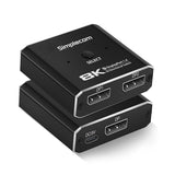 Simplecom CM202 Bi-Directional 2 Way DisplayPort Switch Selector DP 1.4 8K - Front View