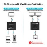 Simplecom CM202 Bi-Directional 2 Way DisplayPort Switch Selector DP 1.4 8K - Top-Down View