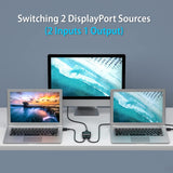 Simplecom CM202 Bi-Directional 2 Way DisplayPort Switch Selector DP 1.4 8K - 45-Degree Angle