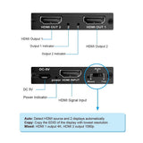 Simplecom CM412 HDMI 2.0 1x2 Splitter 1 IN 2 Out 4K@60Hz HDR10 2 Port HDMI Duplicator - Side View