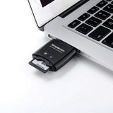 Simplecom CR303 2 Slot SuperSpeed USB 3.0 Card Reader with Dual Caps - 45-Degree Angle