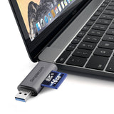 Simplecom CR402 SuperSpeed USB-C and USB-A SD/MicroSD Card Reader USB 3.2 Gen 1 (USB 3.0) - Top-Down View