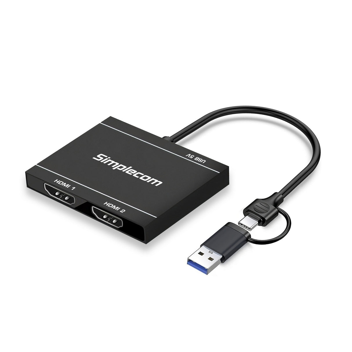 Simplecom DA327 USB 3.0 & USB-C Dual HDMI Adapter for Dual 1080p Monitors