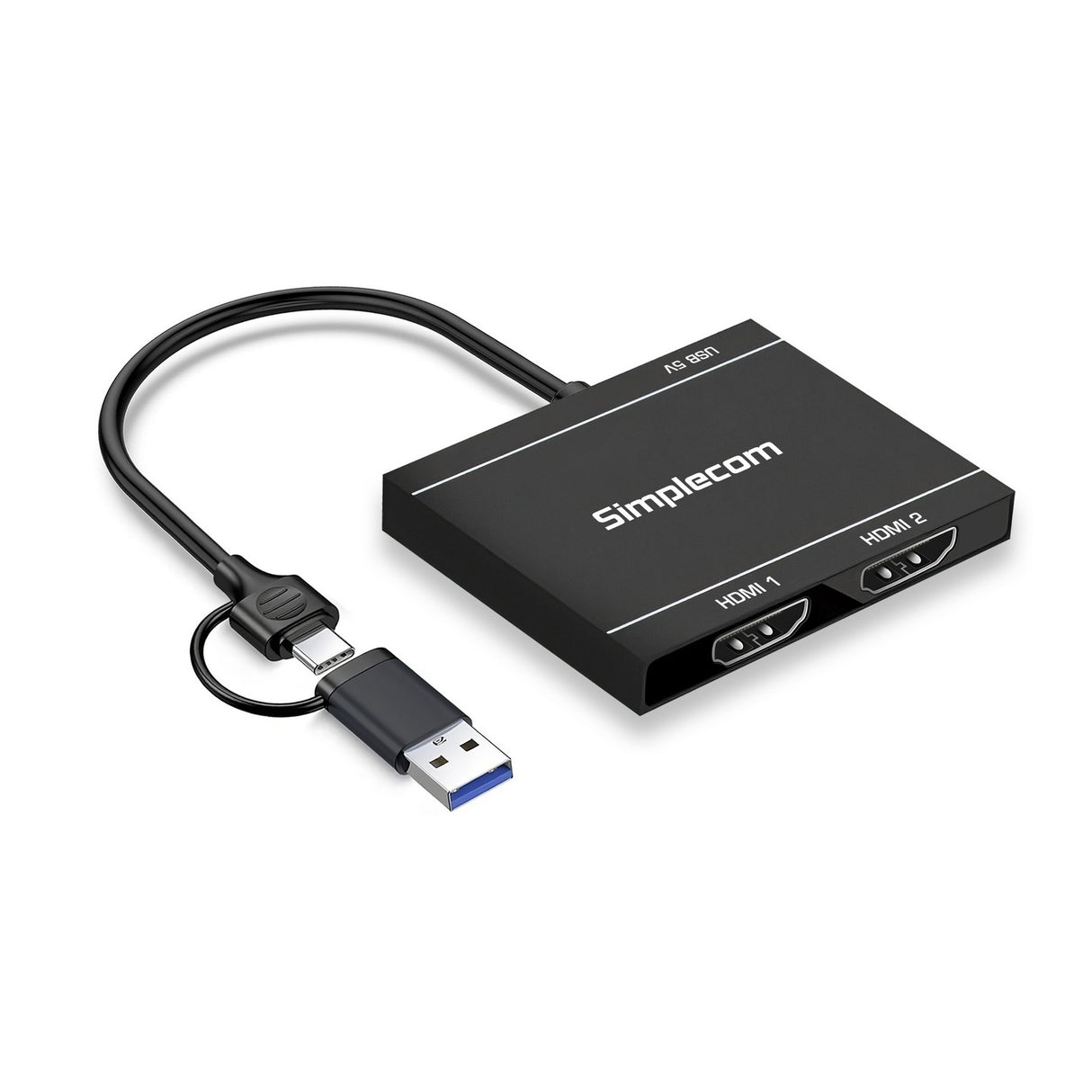 Simplecom DA327 USB 3.0 & USB-C Dual HDMI Adapter for Dual 1080p Monitors