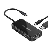 Simplecom DA451 5-in-1 USB-C MST Hub with Dual HDMI and VGA Output - Front View