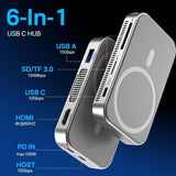 ACASIS EC1401 SSD+ 6-in-1 USB-C Docking Hub 10Gbps HDMI 4K 60Hz, USB-A, USB-C, PD, SD/TF Magnetic for I-phone 12-17 - Front View