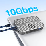 ACASIS EC1401 SSD+ 6-in-1 USB-C Docking Hub 10Gbps HDMI 4K 60Hz, USB-A, USB-C, PD, SD/TF Magnetic for I-phone 12-17 - Side View