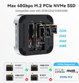 ACASIS M001PRO 14-in-1 Mac Mini Docking Station USB4 40Gbps Dock Dual 4K60Hz DP NVMe SSD x 2, USB-A x 3, DP x 2, PD/SD/TF Built for High-Performance Workstations - Front View