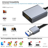 BENFEI 000334GY USB 3.0 to HDMI Adapter, USB 3.0 to HDMI Male Adapter for Windows 11/10/8/7 (NOT for MAC) - Front View