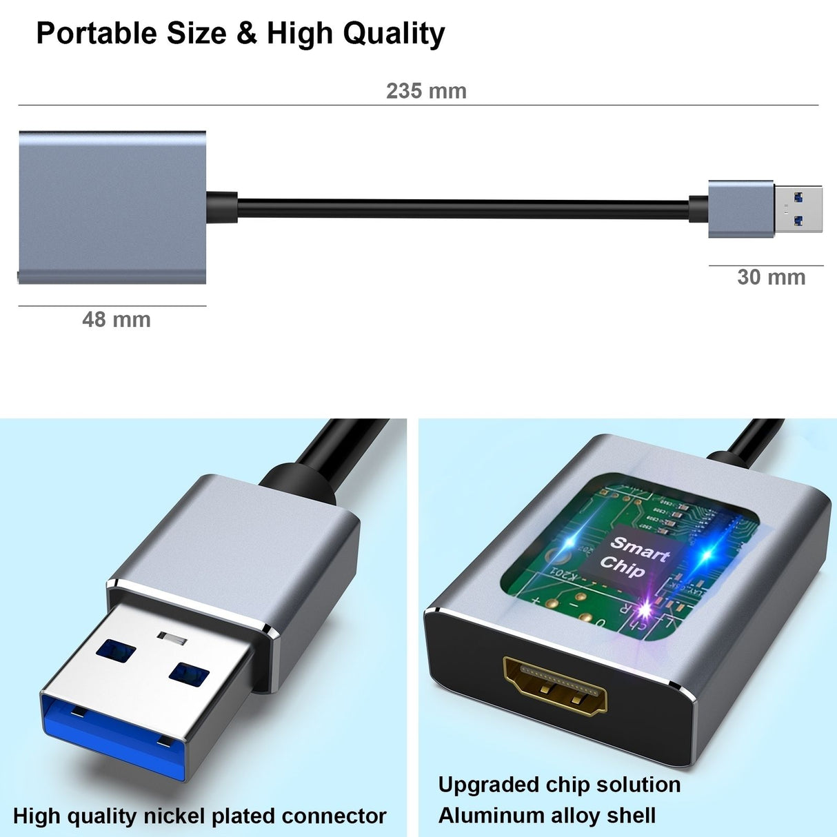 BENFEI 000334GY USB 3.0 to HDMI Adapter, USB 3.0 to HDMI Male Adapter for Windows 11/10/8/7 (NOT for MAC)