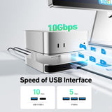 BENFEI 000438GY 10 in 1 USB-C Docking Station - 10Gbps NVMe SSD Enclosure + 4K DP , USB-C x 2, USB-A x 4, SD/TF - Rear View