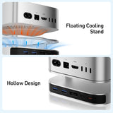BENFEI 000438GY 10 in 1 USB-C Docking Station - 10Gbps NVMe SSD Enclosure + 4K DP , USB-C x 2, USB-A x 4, SD/TF - Close-Up Angle