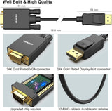 BENFEI 000123BK-10F Uni-Directional DP DisplayPort to VGA Cable Male-Male Gold-Plated Cord 3M - Rear View