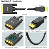 BENFEI 000125BK-10F DisplayPort to DVI Cable Male-Male Gold-Plated Cord Cable 3Mlated - 45-Degree Angle