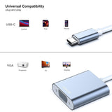 BENFEI USB C to VGA Adapter (Thunderbolt 3) - 45-Degree Angle