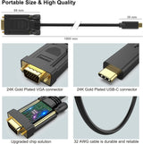 BENFEI USB C to VGA 1.8m (6 Feet) Cable - Rear View