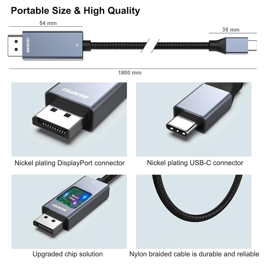 BENFEI 207GY-3F USB-C to DP 0.9m 8K@60Hz Thunderbolt 3