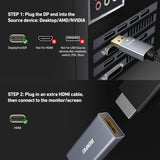 BENFEI 4K DisplayPort to HDMI Adapter, (2K 60Hz, 1080p 120Hz) Uni-Directional Display Port to HDMI Monitor Converter - Close-Up Angle