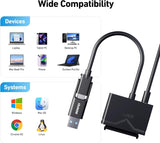 BENFEI 221BK USB 3.0 to SATA III Hard Drive Adapter for 2.5/3.5-inch HDD/SSD with 12V/2A Power Adapter, Support UASP - Rear View