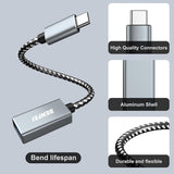 BENFEI 262GY-2P USB 3.0 USB-C to USB-A Adapter (2-pack) - 45-Degree Angle