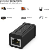 BENFEI RJ45 Inline Coupler, Cat7 Cat6 Cat5e Ethernet Coupler Female to Female - Close-Up Angle