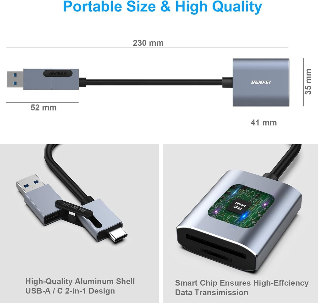 BENFEI USB Type-C/Type-A to SD TF Card Reader