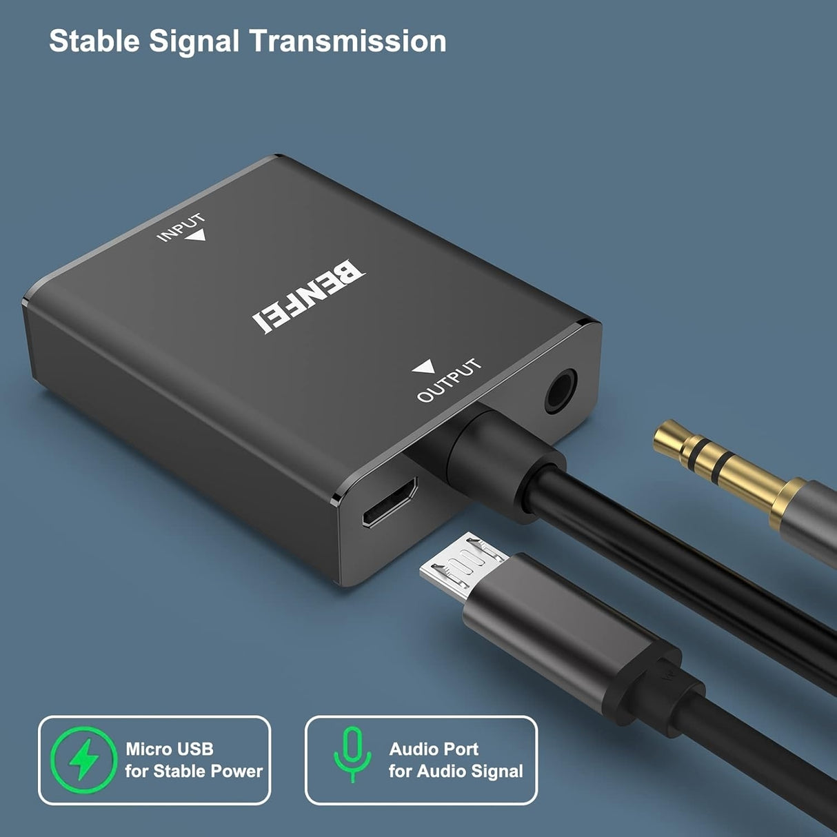 BENFEI HDMI to VGA, Uni-Directional HDMI Computer to VGA Monitor Adapter (Female to Male) with 3.5mm Audio Jack