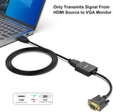 BENFEI HDMI to VGA, Uni-Directional HDMI Computer to VGA Monitor  Adapter (Female to Male) with 3.5mm Audio Jack - Top-Down View
