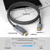 BENFEI 4K DisplayPort to HDMI 1.8m Cable - Top-Down View