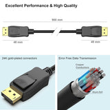 BENFEI 000279BK DP to DP Male to Male Cable 0.9M - 45-Degree Angle
