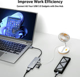 BENFEI USB 3.0 4-port Hub USB A Splitter Ultra-Slim - Top-Down View