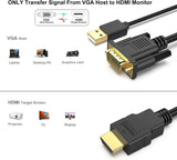 BENFEI 324BK VGA to HDMI Cable with Audio, 1080P Uni-Directional 1.8M - Front View