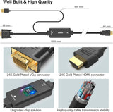 BENFEI 324BK VGA to HDMI Cable with Audio, 1080P Uni-Directional 1.8M - Rear View