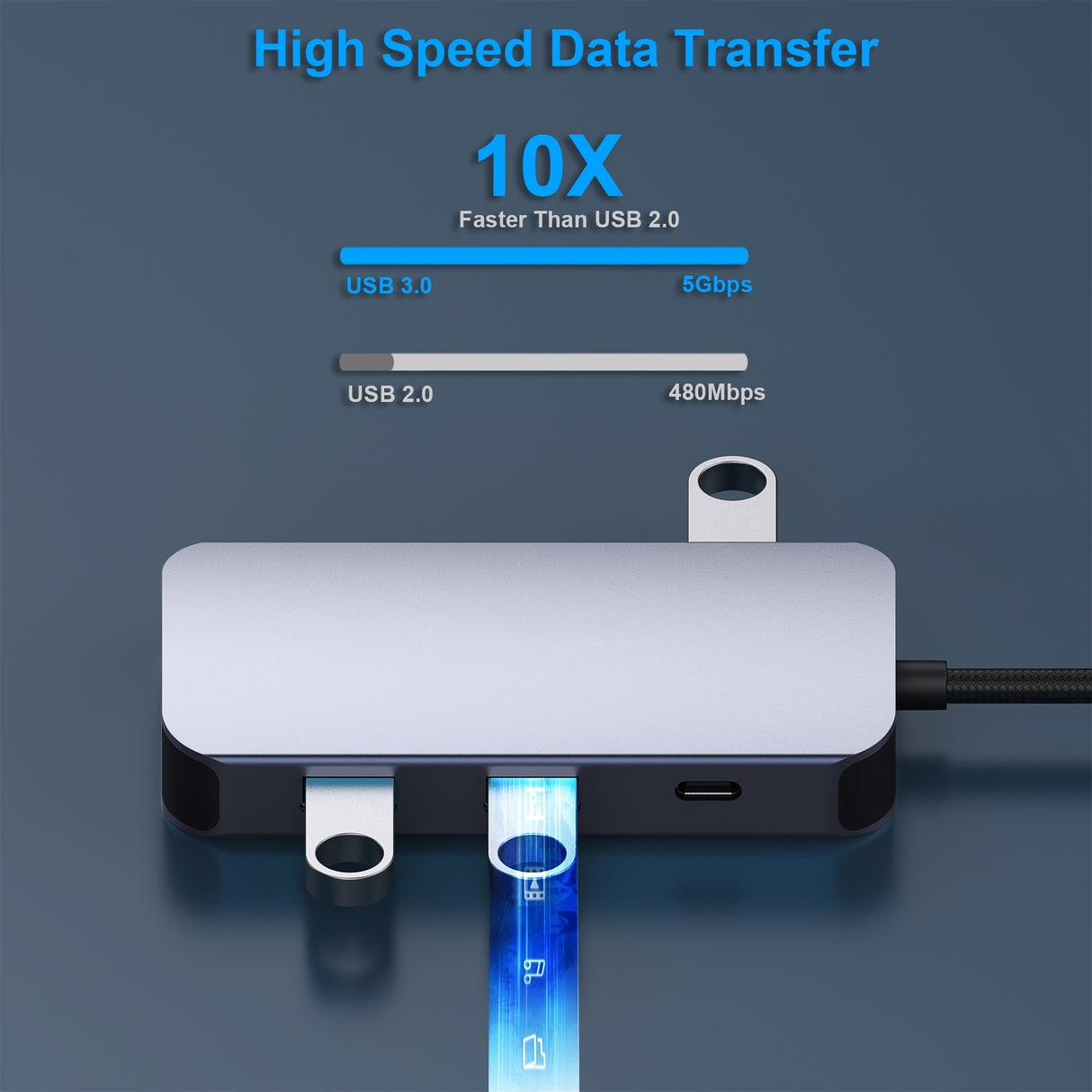 BENFEI 335GY USB-C Hub with Triple Display, 8-in-1 Docking Station (100W PD, Dual 4K HDMI, VGA, 3x USB 3.0)