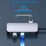 BENFEI 335GY USB-C Hub with Triple Display, 8-in-1 Docking Station (100W PD, Dual 4K HDMI, VGA, 3x USB 3.0) - Top-Down View