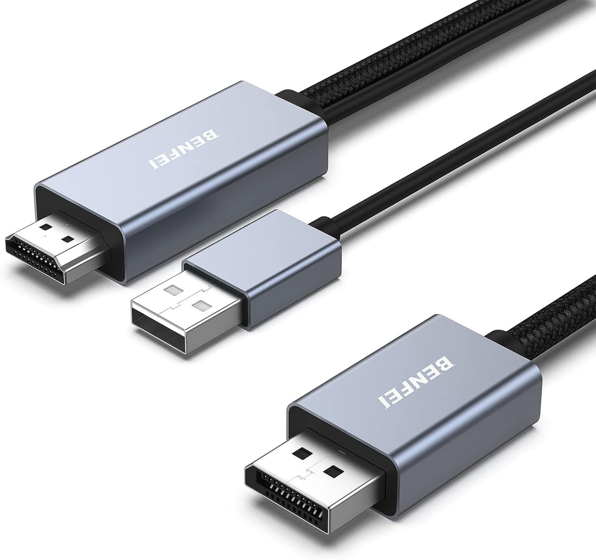 BENFEI 344GY-1M HDMI to DisplayPort Unidirectional 4K Active Cable with USB Powered 1M