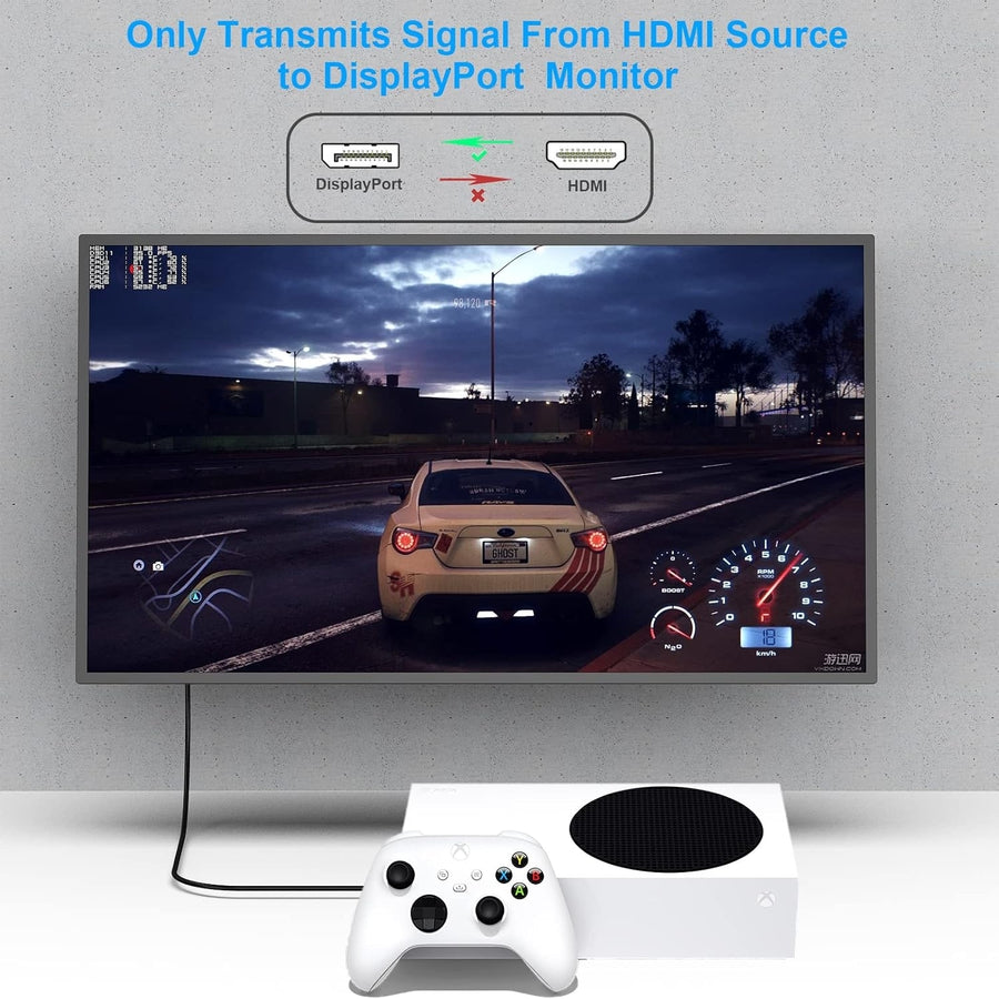 BENFEI 344GY-3M HDMI to DisplayPort Unidirectional 4K Active Cable with USB Powered 3M