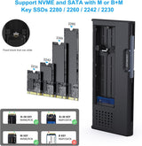 BENFEI 345GY M.2 NVME SATA SSD Enclosure, 10 Gbps USB Type-C/Type-A to NVME PCI-E SATA M-Key/(B+M) - Top-Down View