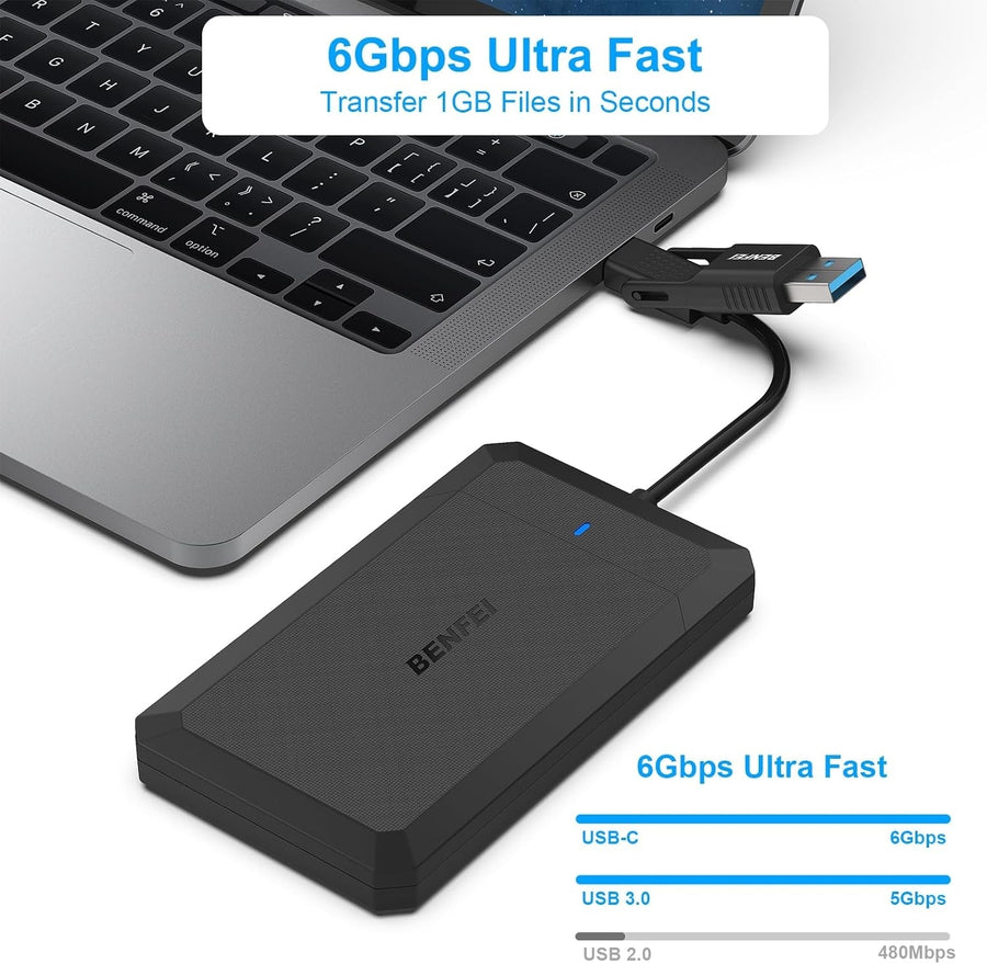 BENFEI 2.5 Inch SATA to USB Tool Free External Hard Drive Enclosure, image 3