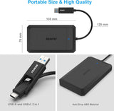BENFEI 2.5 Inch SATA to USB Tool Free External Hard Drive Enclosure - Rear View