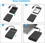 BENFEI 2.5 Inch SATA to USB Tool Free External Hard Drive Enclosure - Close-Up Angle