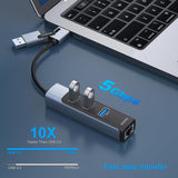 BENFEI 350GY 2-in-1 USB-C+USB 3.0 to RJ45 Gigabit Ethernet Port + 3-Port USB 3.0 HUB - Top-Down View