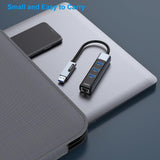 BENFEI 350GY 2-in-1 USB-C+USB 3.0 to RJ45 Gigabit Ethernet Port + 3-Port USB 3.0 HUB - Rear View