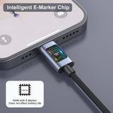 BENFEI 351SL-6F 100W USB-C to USB-C Fast Charging Cable Aluminum Shell Tangle-Free Silicone - Top-Down View