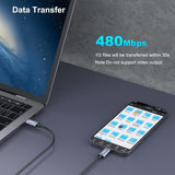 BENFEI 351SL-6F 100W USB-C to USB-C Fast Charging Cable Aluminum Shell Tangle-Free Silicone - Close-Up Angle