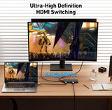 BENFEI 365BK HDMI Switch 4 in 1 Out 4K@60Hz, 2K@144Hz, HDCP 2.3 (with Adaptive Equalization Support 30ft HDMI Transmit) - Side View